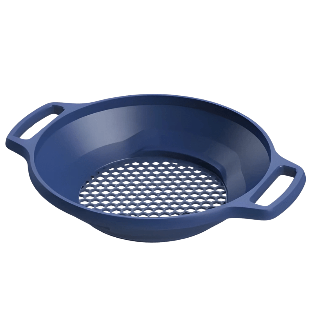 Blue Minelab Pro-Gold hex-mesh gold classifier with two handles