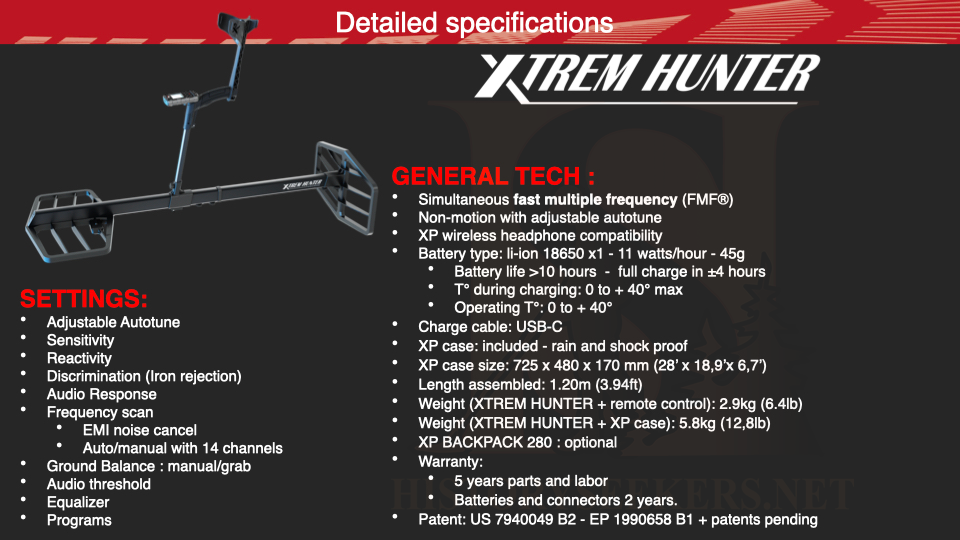 XP Xtreme Hunter - Deep Seeking Metal Detector - XTR-115RCWSA2XLEA - History Seekers Metal Detectors