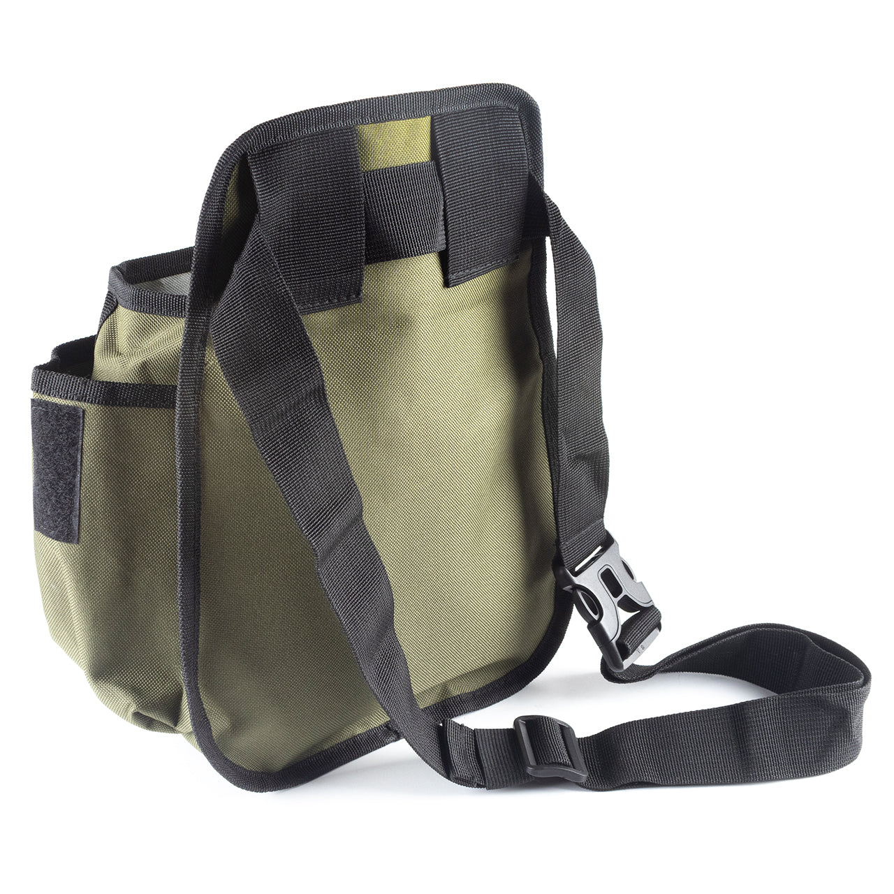 Back of the CKG pinpointer bag with strap, buckle, and mounting webbing