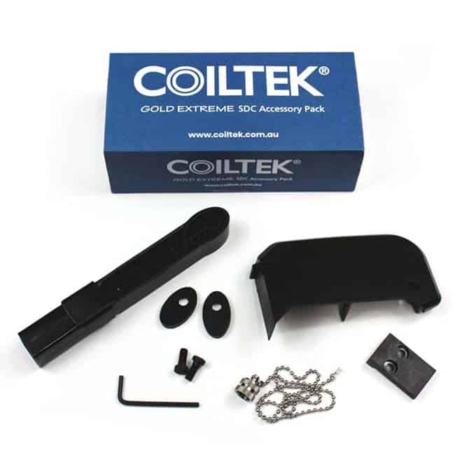 Coiltek Gold Extreme Accessories Pack for the Minelab SDC 2300: shaft attachment, clamp, cover and mounting hardware