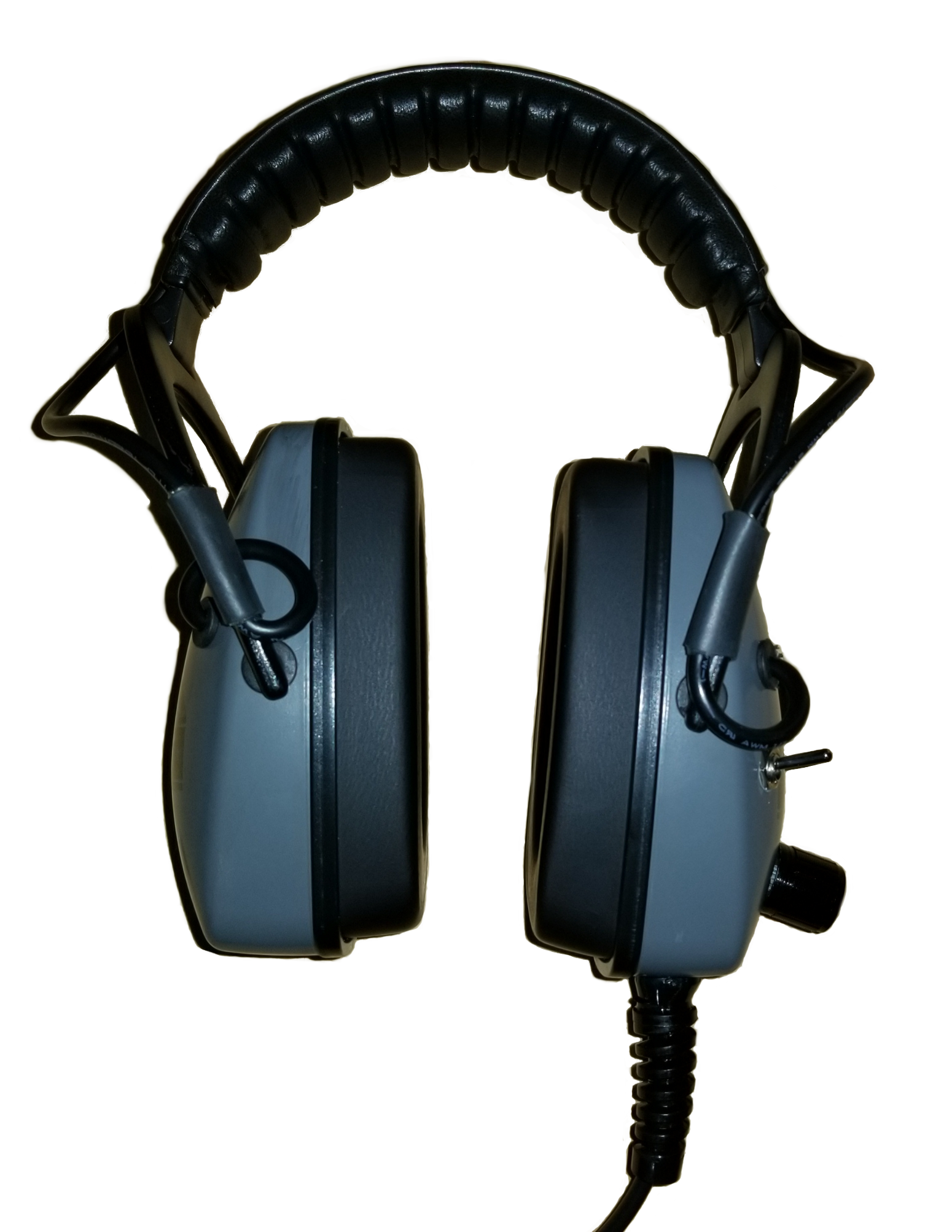 DetectorPro Gray Ghost Gold headphones for the Minelab Gold Monster 1000, full-cup muffs with coiled cable