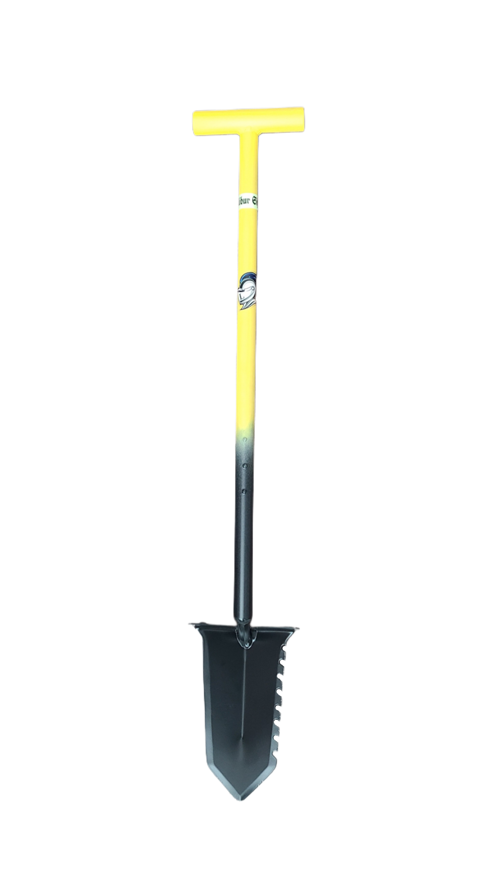 Excalibur Lancelot T-Handle 40 in / 101.6 cm metal detecting shovel, one serrated edge and one smooth edge, mirror of the Galahad