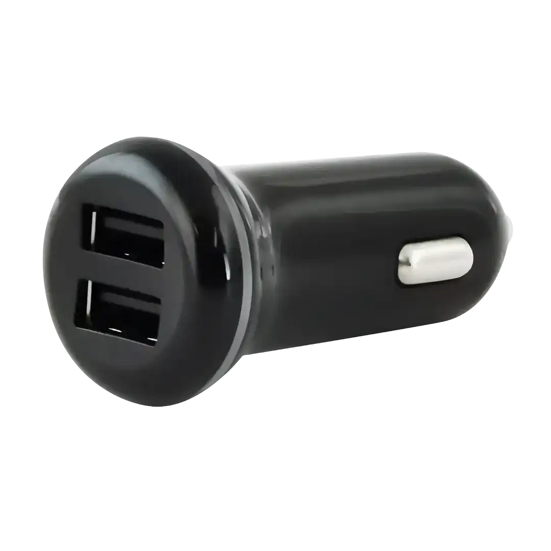 Genuine Minelab 2-way USB car charger 3011-0375, black cigarette lighter plug with two USB-A ports