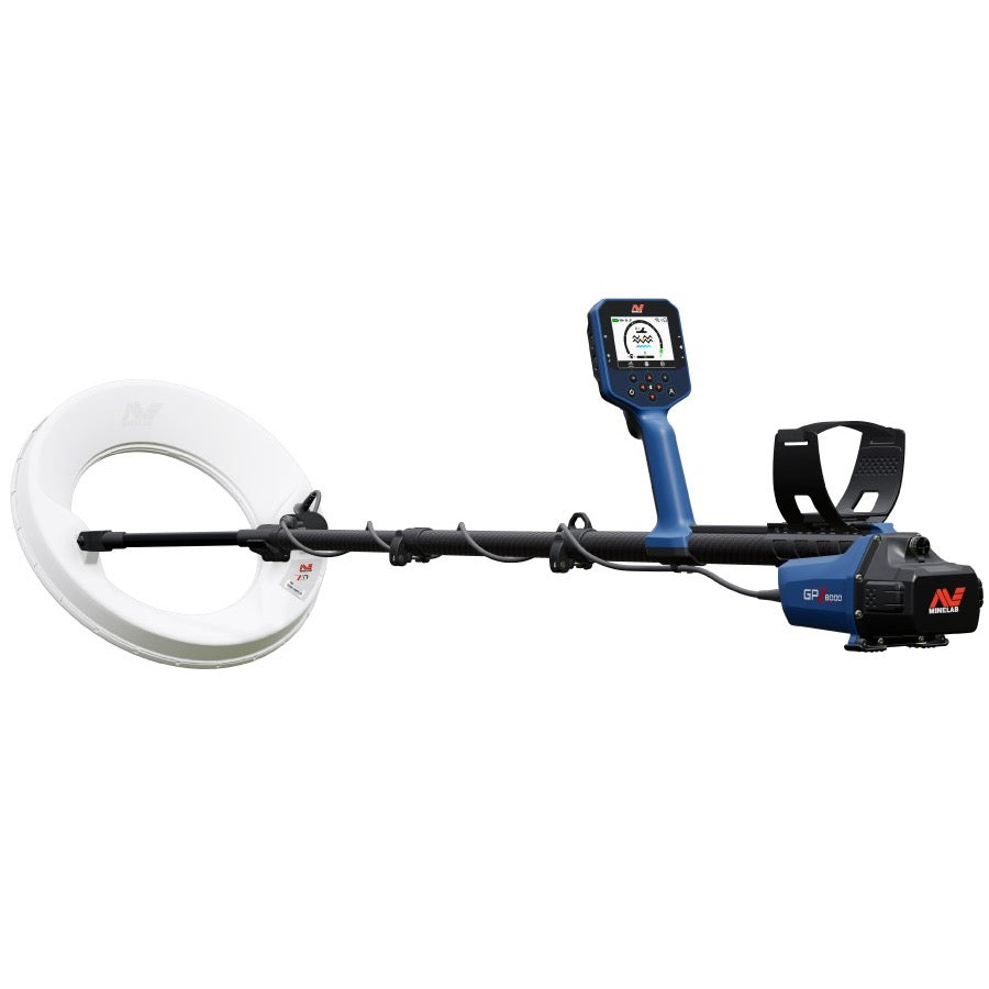 Minelab GPZ 8000 gold detector with Z17 search coil, full side view
