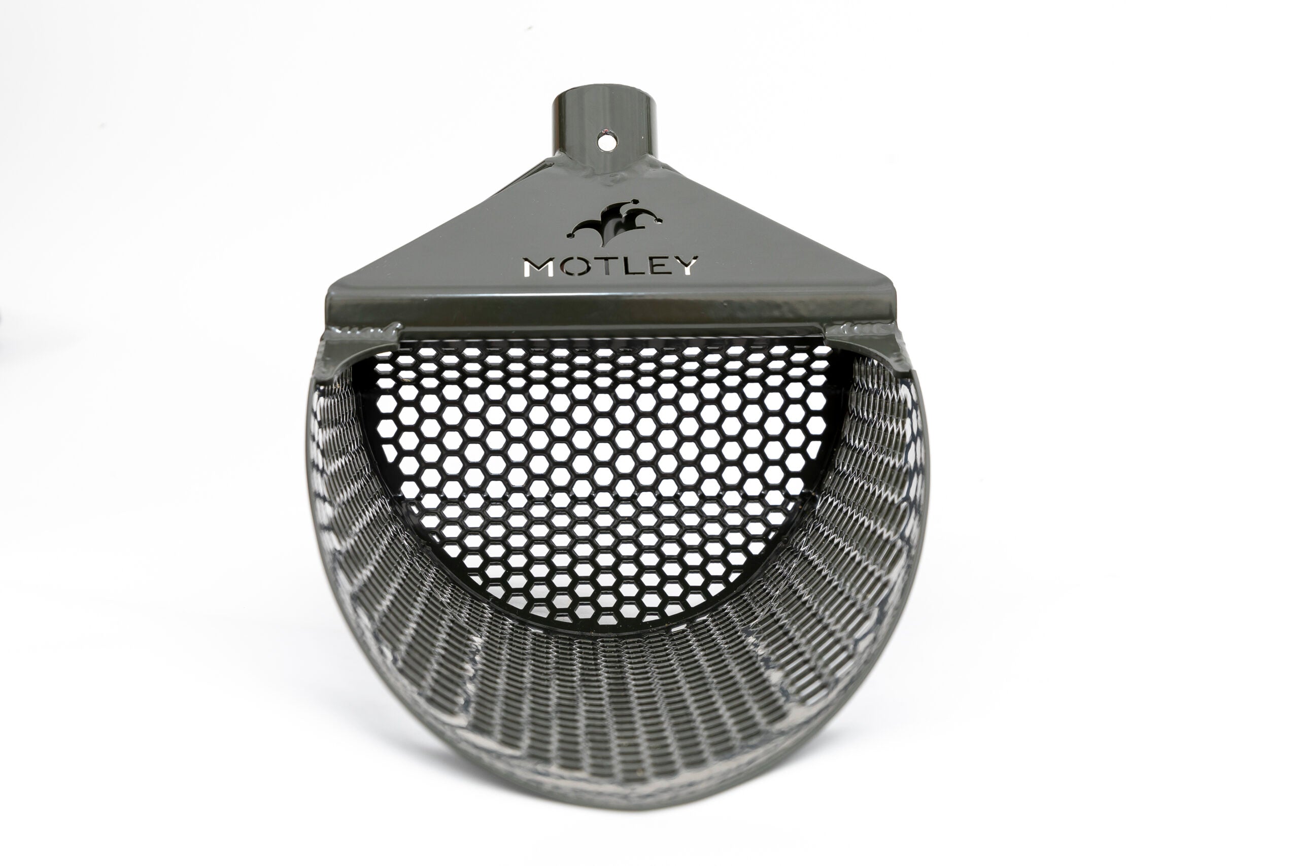 Motley Beach Scoop basket in green, front view showing hexagon drain holes