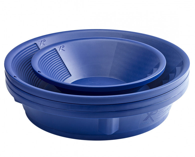 XP Gold Pan Premium Kit with the 15 in and 11 in blue gold pans and the classifiers nested together in one compact stack