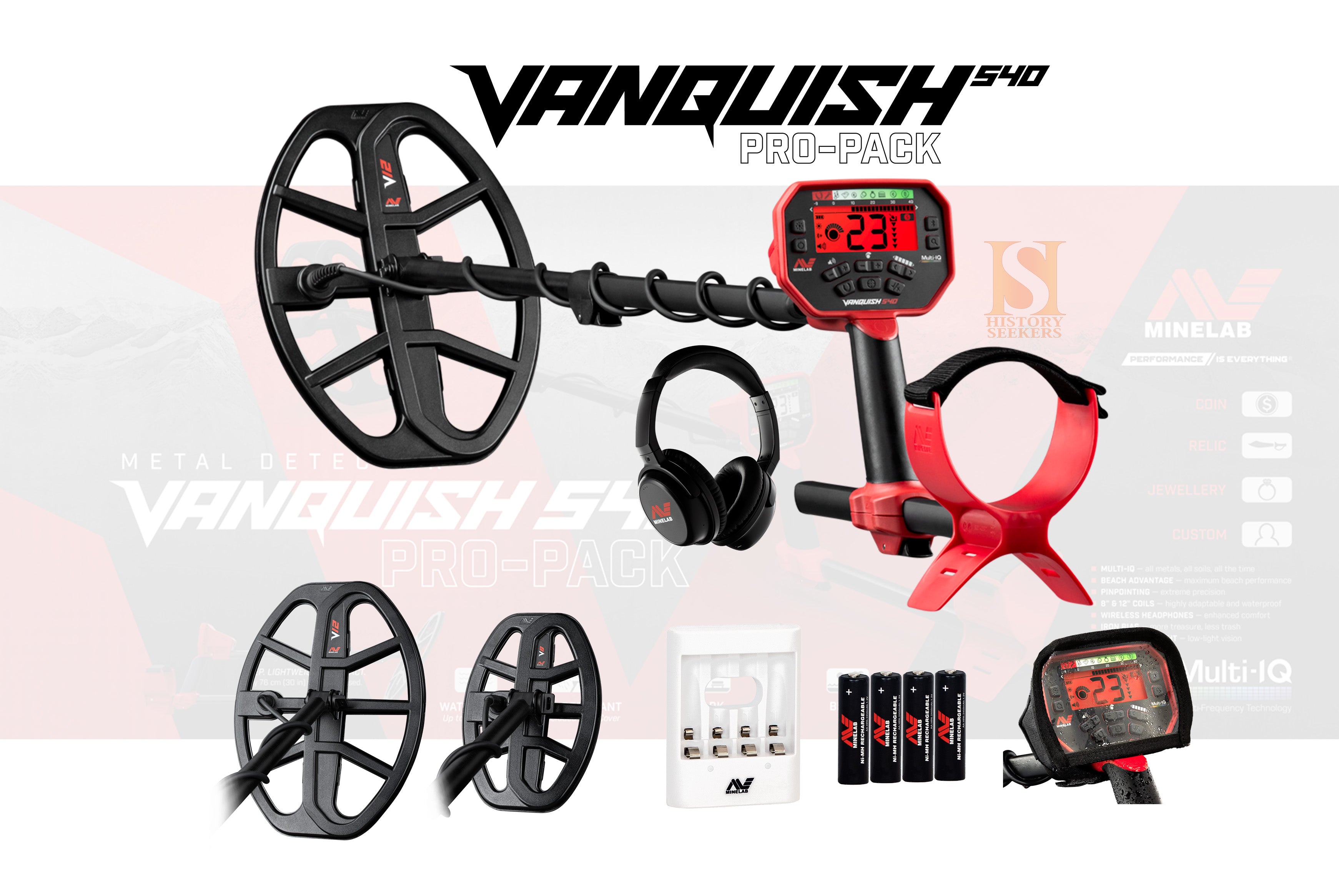 Minelab Vanquish 540 PRO PACK Metal Detector - History Seekers Metal Detectors