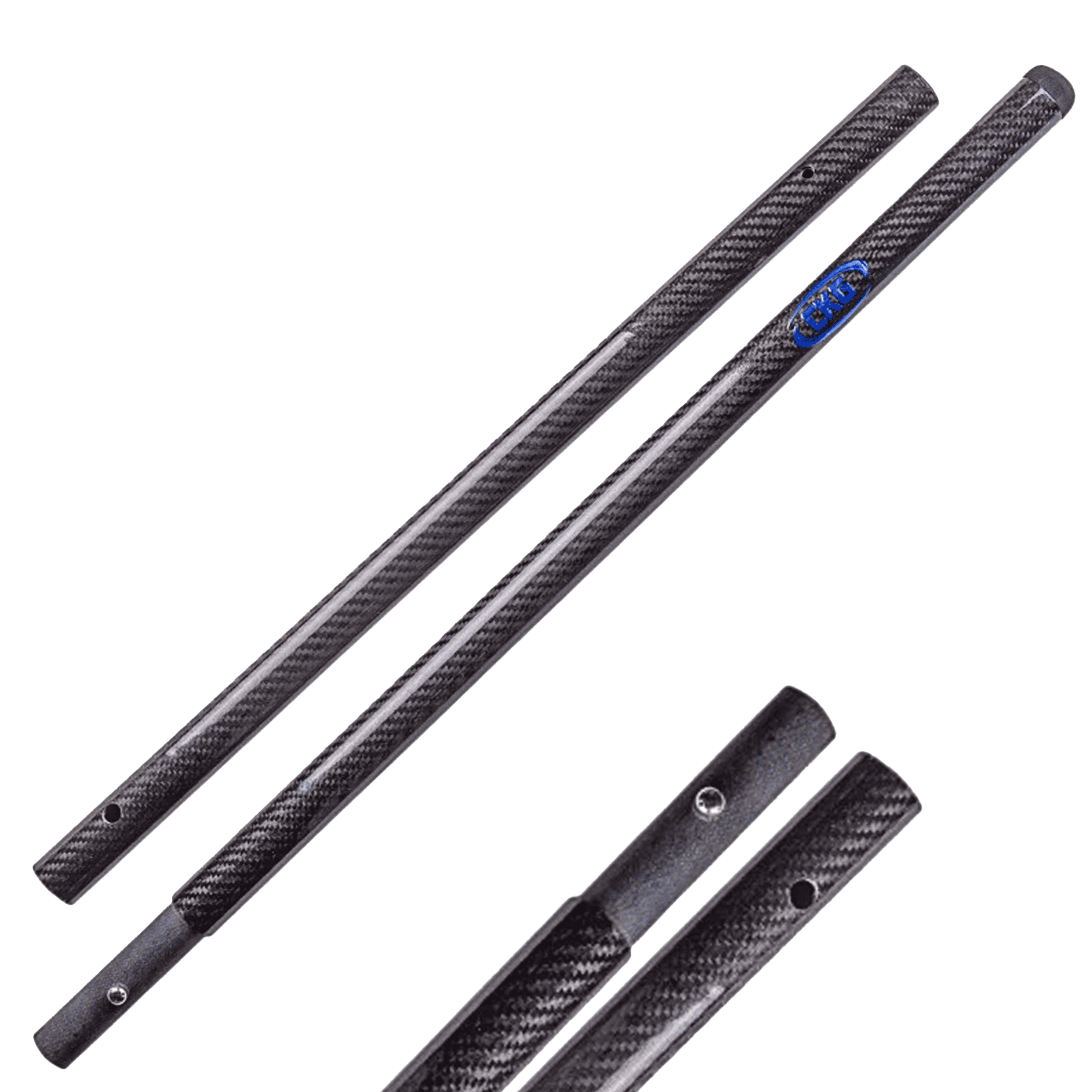 CKG universal carbon fiber travel handle, two-part black sand scoop pole with click joints