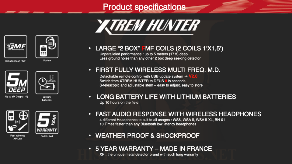 XP Xtreme Hunter - Deep Seeking Metal Detector - XTR-115RCWSA2XLEA - History Seekers Metal Detectors