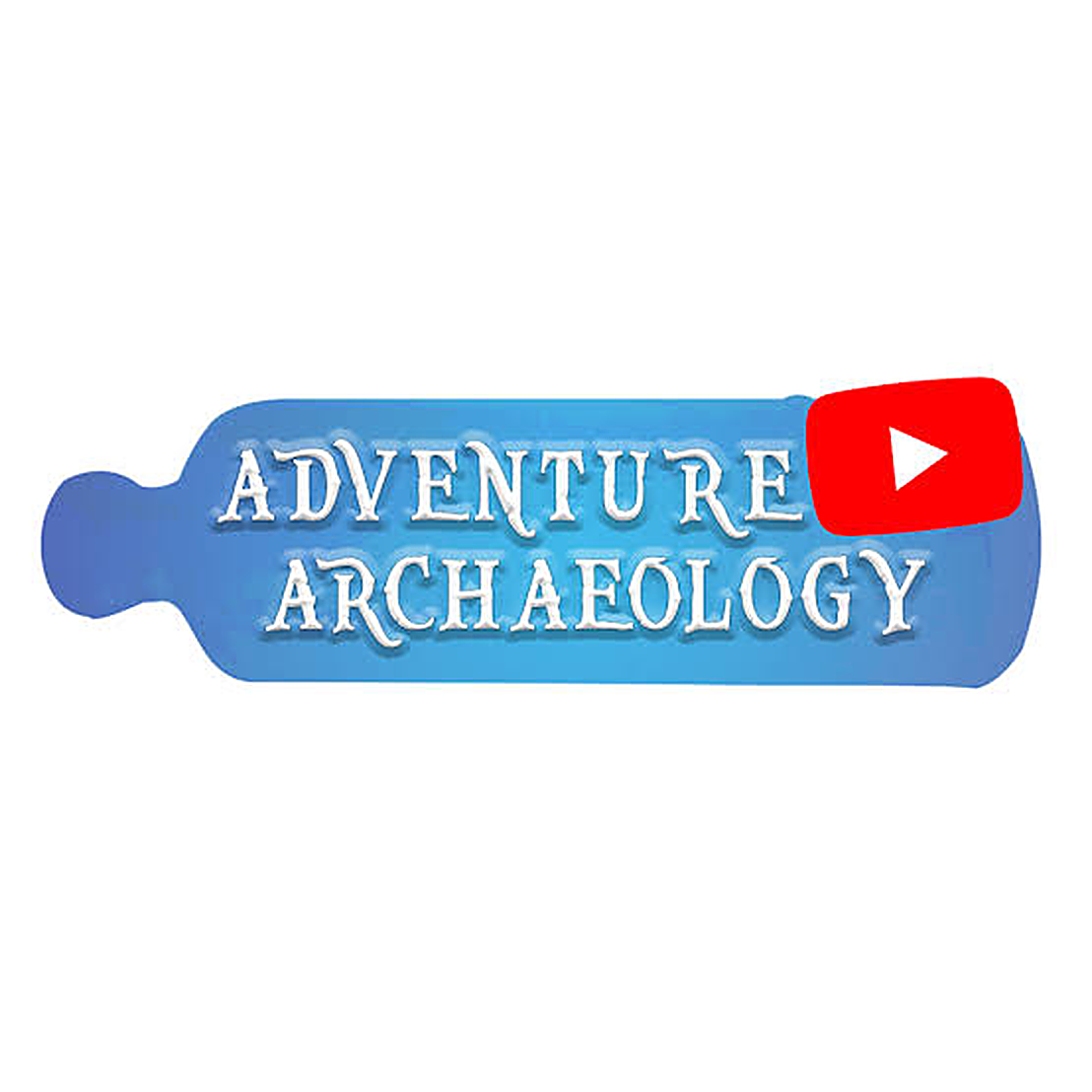 Adventure Archaeology decal included with this package, mailed to you by Brandon Nicholas: blue antique bottle artwork with the channel name