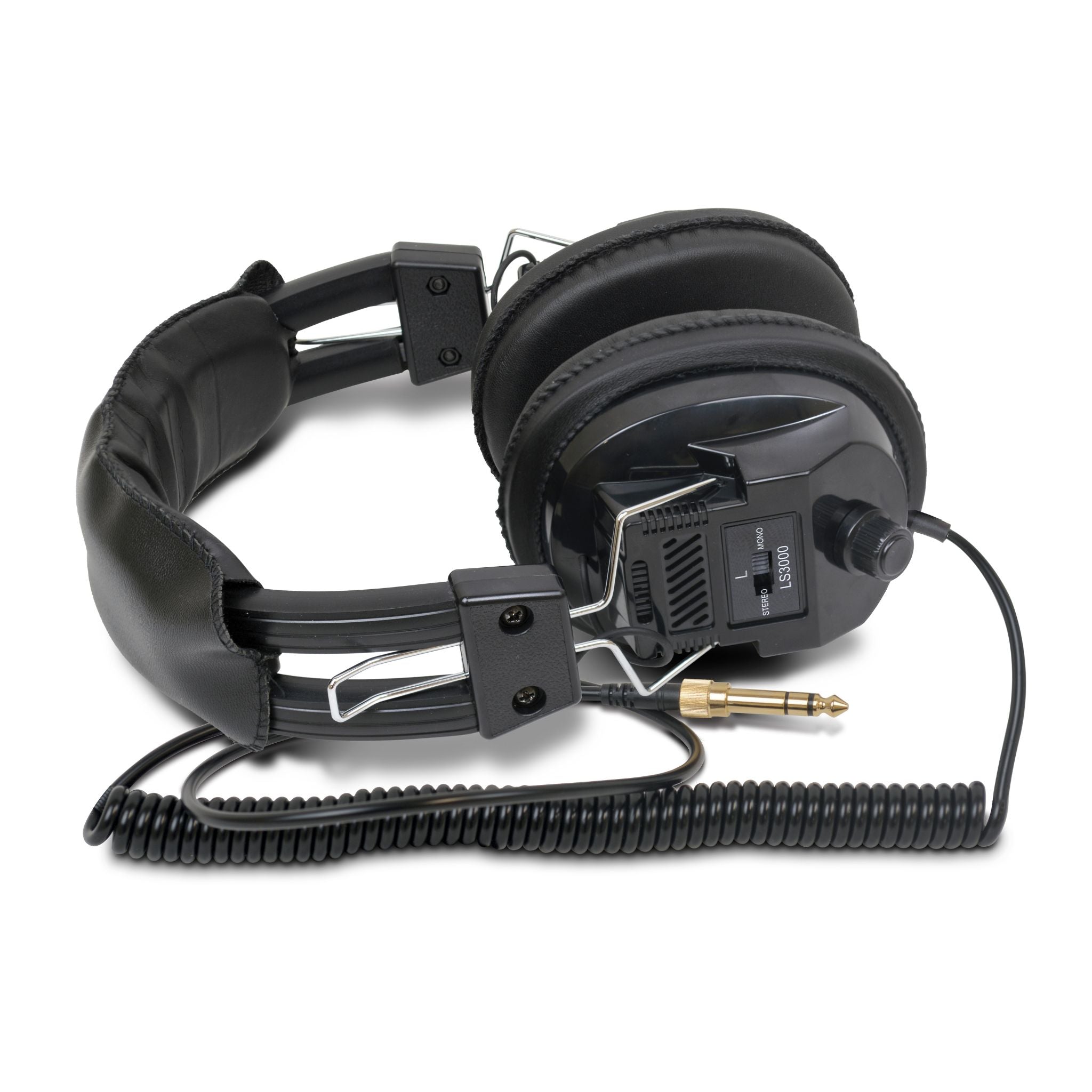 Bounty Hunter HEAD-PL stereo metal detector headphones with coiled cable and gold 1/4 in adaptor
