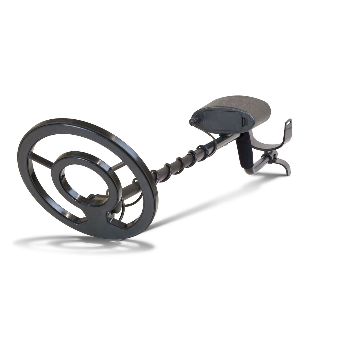 Bounty Hunter Tracker IV metal detector with 8 in waterproof search coil on white background
