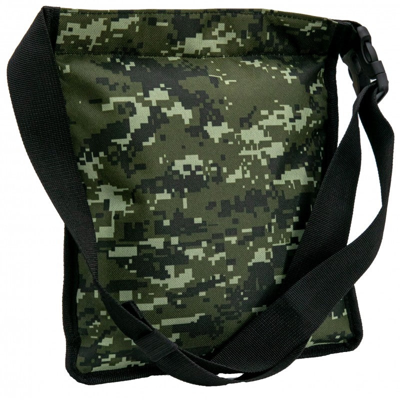 Back of the CKG green camo detecting pouch showing belt attachment