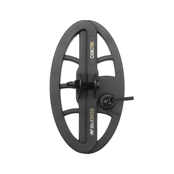 Coiltek 10x5 inch NOX elliptical Double-D search coil for the Minelab Equinox and X-Terra, black open-web design