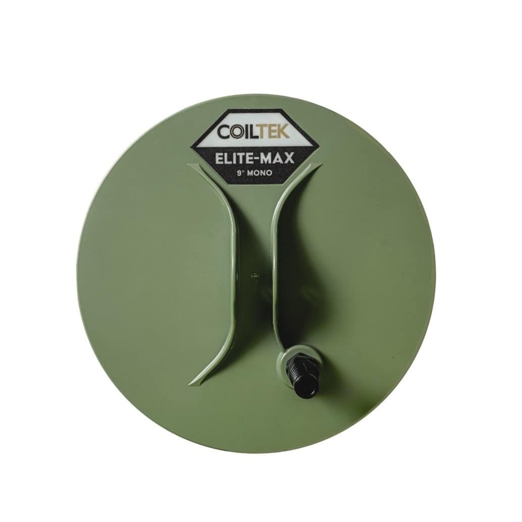 Coiltek 9 inch Elite-Max round mono search coil for Minelab SD, GP and classic GPX, olive-green coil