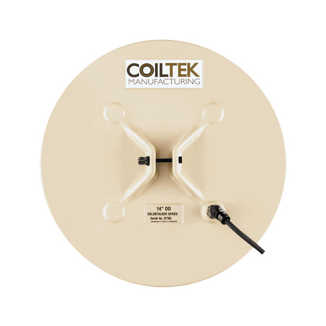 Coiltek 14 inch Goldstalker round Double-D search coil for Minelab SD, GP and classic GPX, cream-colored coil