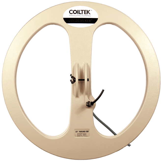 Coiltek 22 inch Goldstalker round Double-D open-web search coil for Minelab SD, GP and classic GPX, cream-colored coil