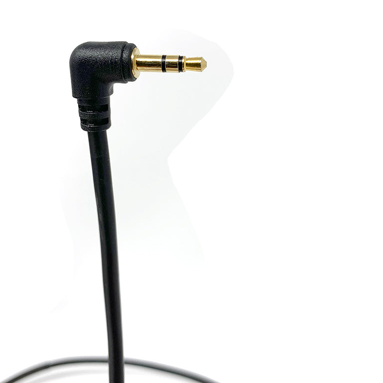 Gold 90 degree right-angle connector on the Gray Ghost Gold headphone coiled cable