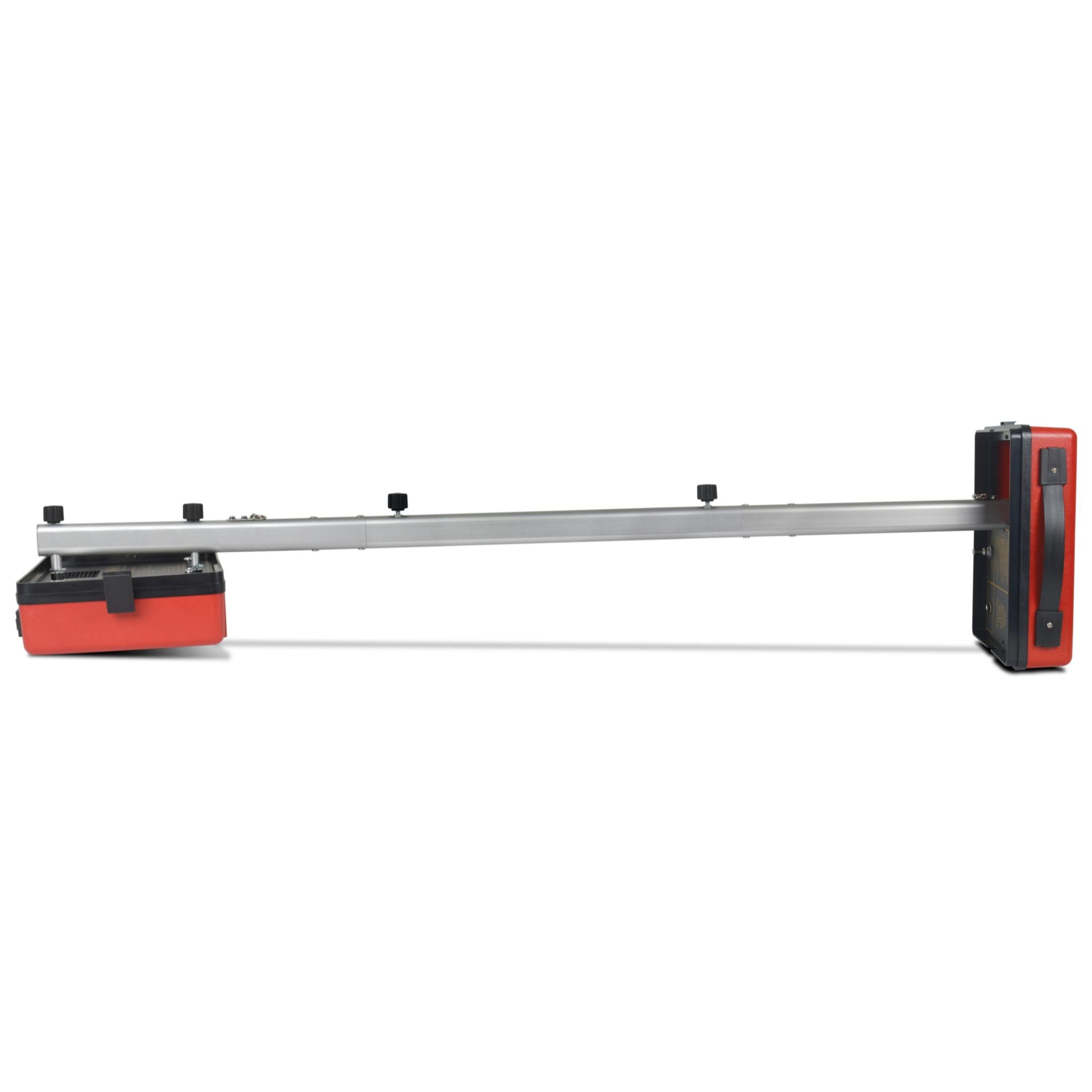 Fisher Gemini-3 two-box deep seeking metal detector transmitter and receiver on white background