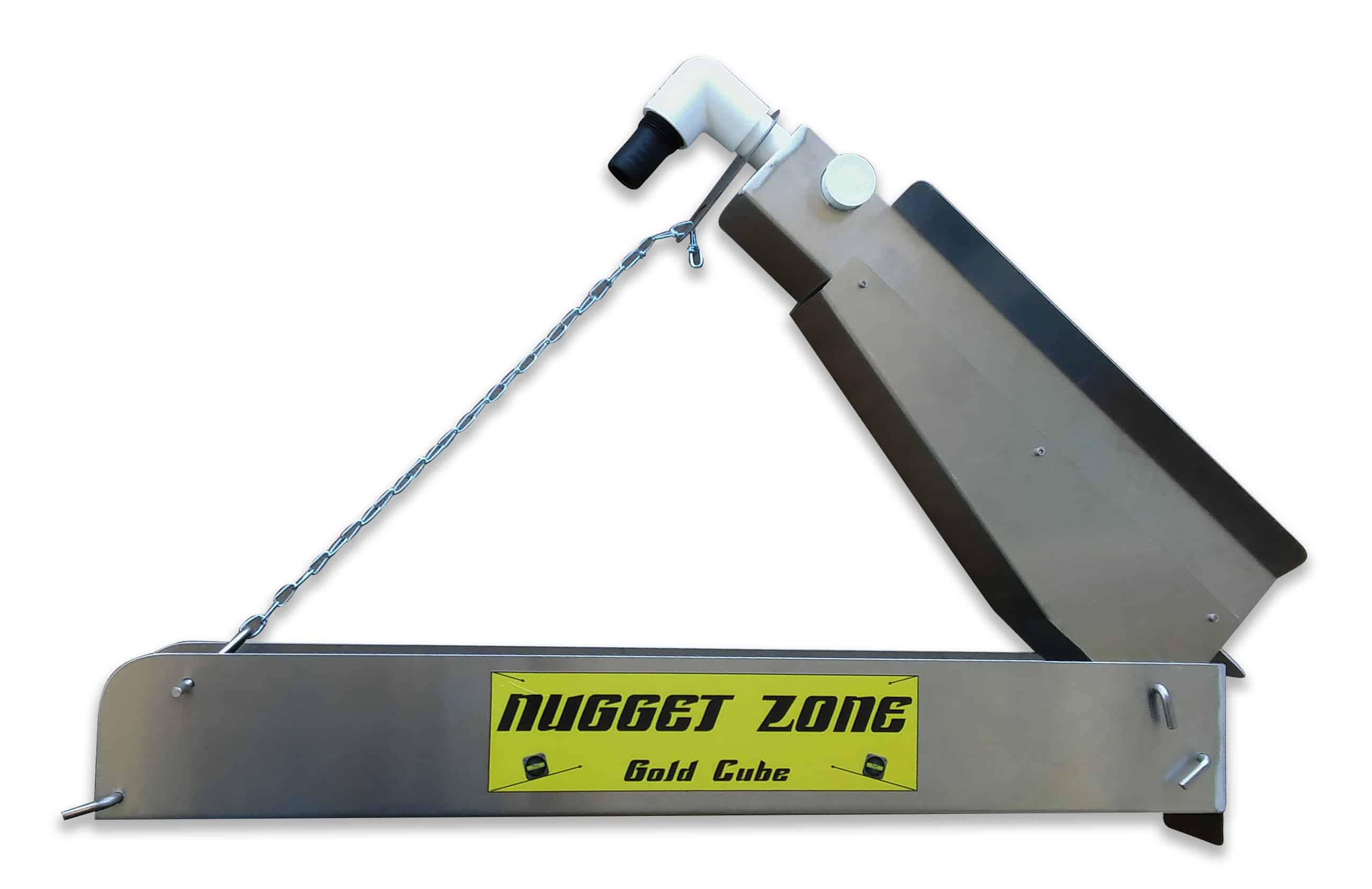The Nugget Zone component of the kit: the stainless steel big-gold capture zone with its mounting chain