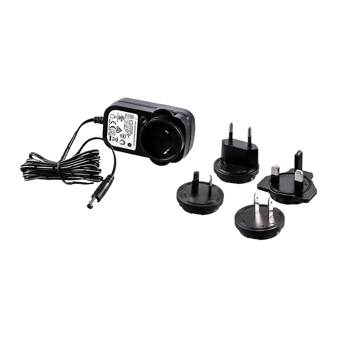Genuine Minelab AC charger plug pack 3011-0339 with four interchangeable regional plug heads for Gold Monster, SDC 2300 and GPX 6000