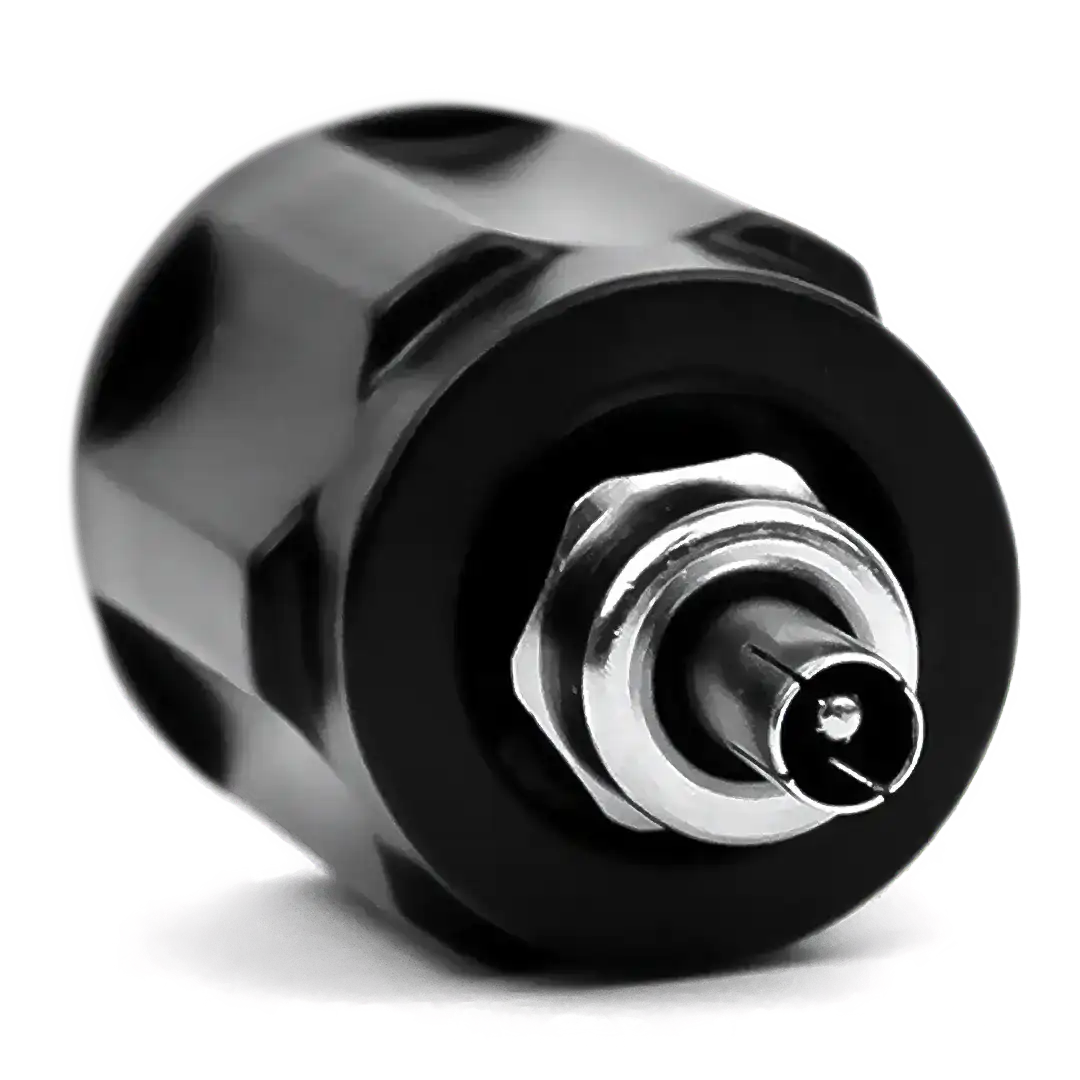 Genuine Minelab Excalibur Ikelite charger adaptor 3011-0201, black threaded fitting with metal connector pin