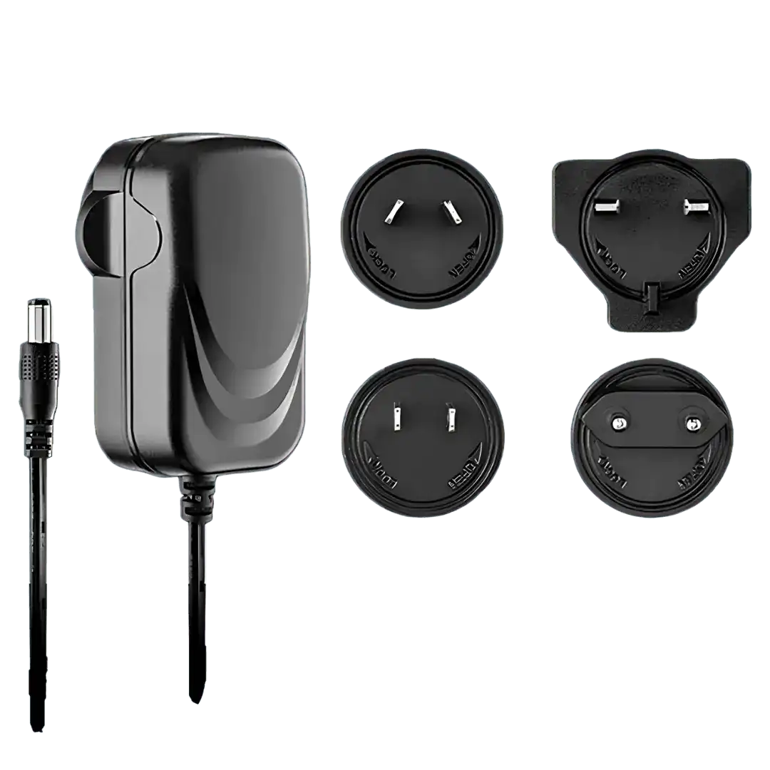 Genuine Minelab Excalibur universal spare charger 3011-0439, wall adapter with barrel lead and four regional plug heads