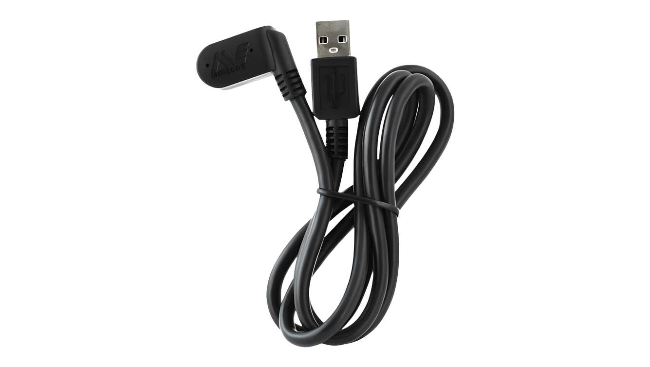Minelab Magnetic Charge Cable 3011-0368 with snap-on magnetic connector and USB plug
