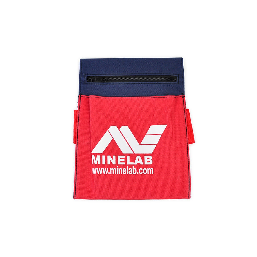 Genuine Minelab tool and trash pouch 3011-0163, red and navy pouch with zip pocket and Minelab branding