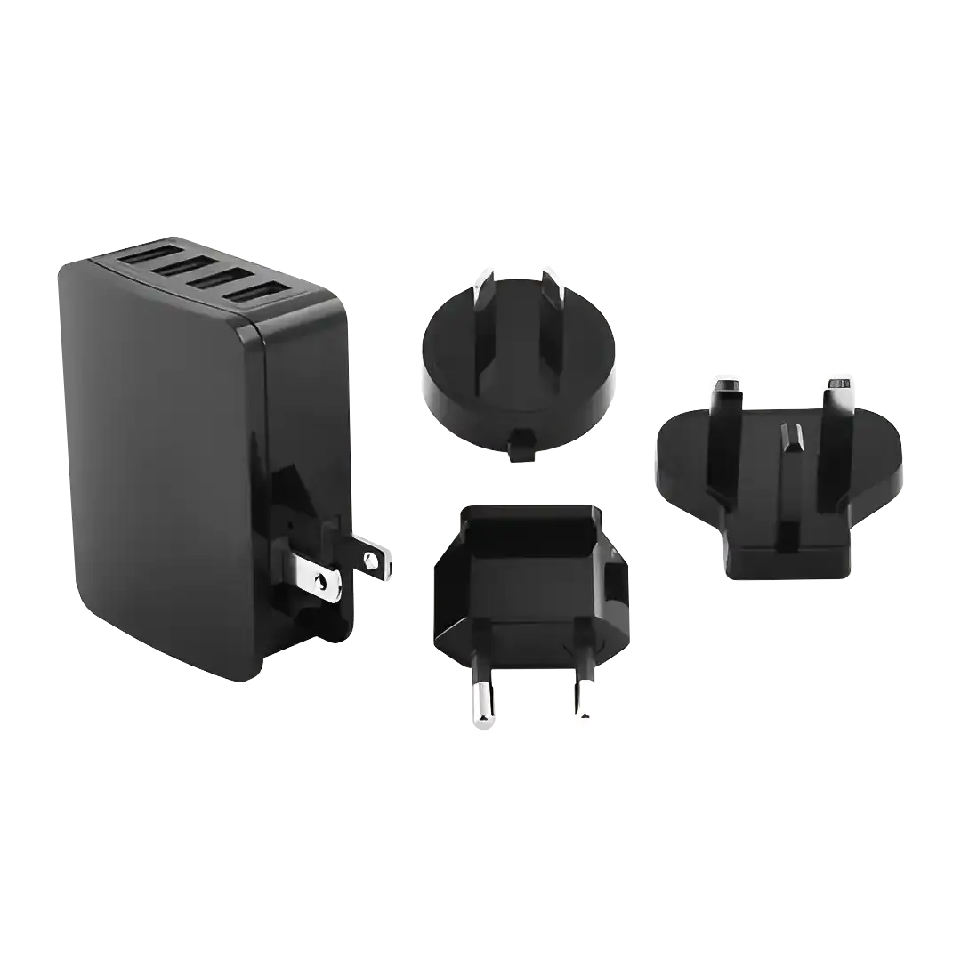 Genuine Minelab 4-way USB mains charger 3011-0374 with four USB ports and US, EU, UK, AU plug heads