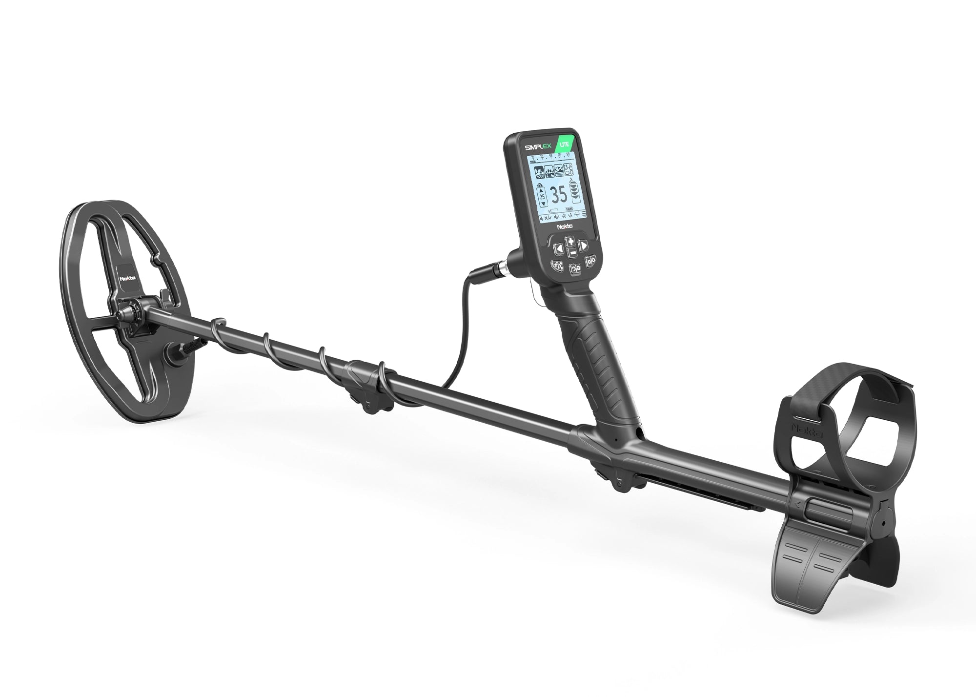 Nokta Simplex Lite metal detector, side profile view