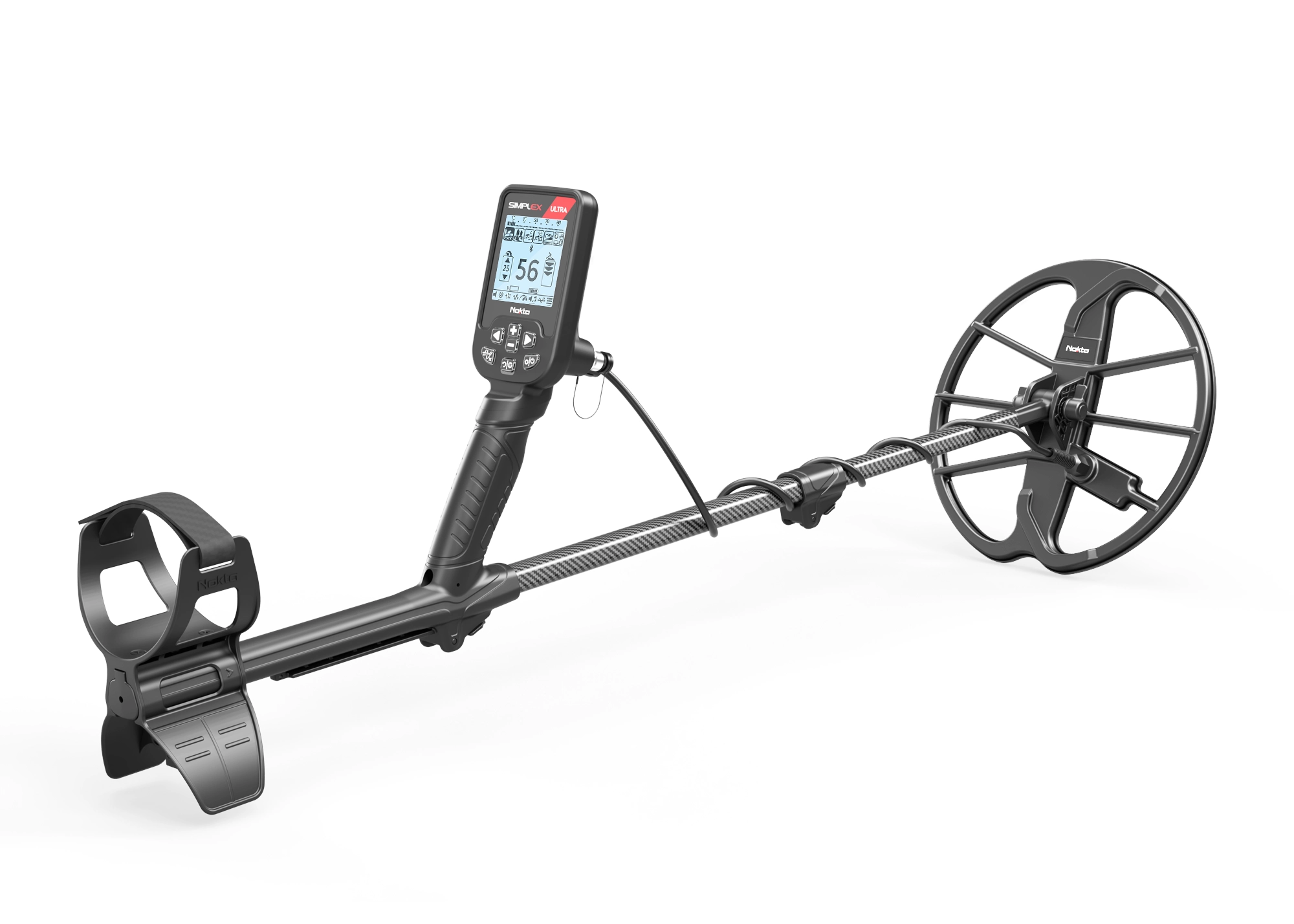 Nokta Simplex Ultra waterproof metal detector with carbon fiber shaft and 11 inch DD search coil