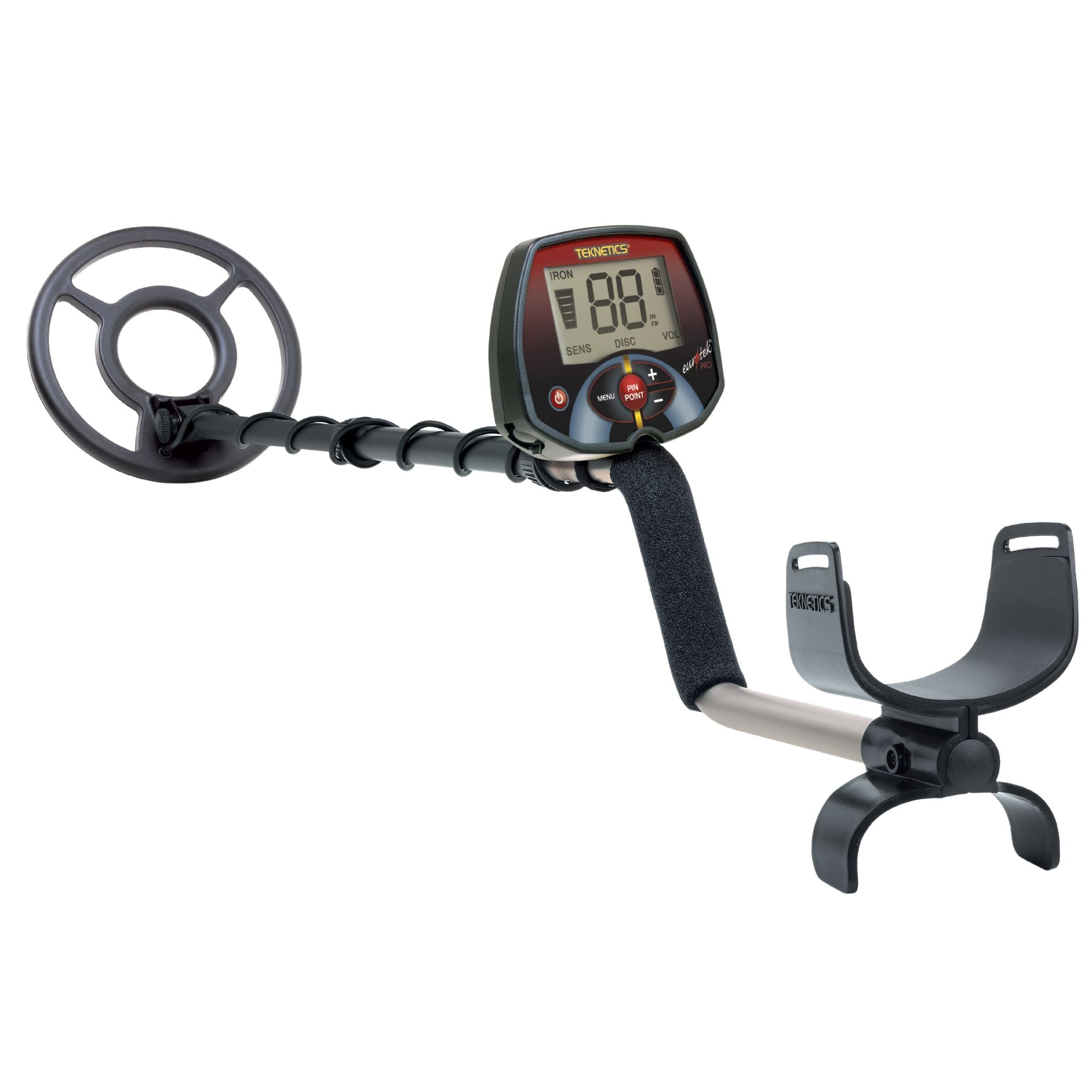 Teknetics EuroTek Pro metal detector on white background