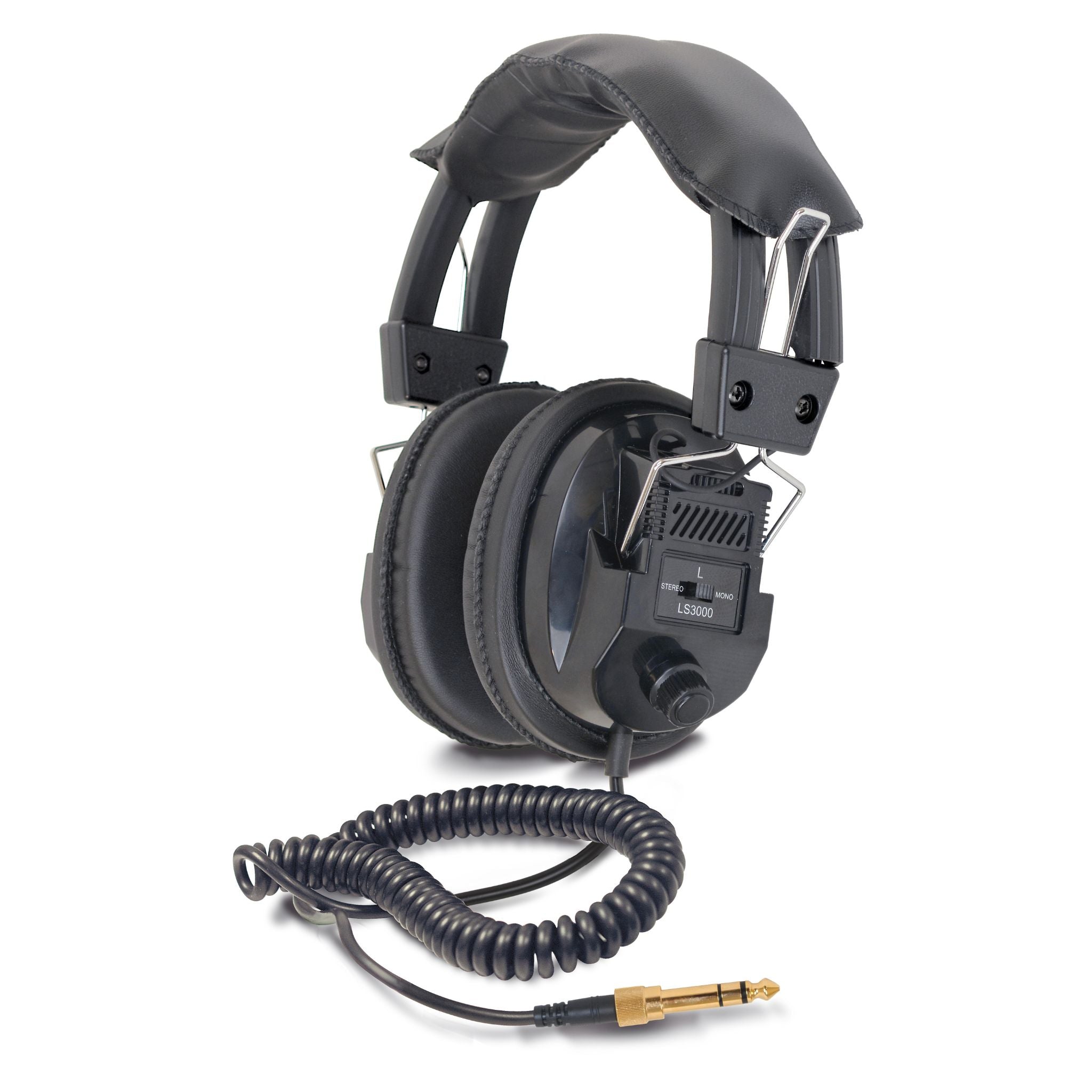 Teknetics HEADT stereo metal detector headphones with coiled cable and gold 1/4 in adaptor