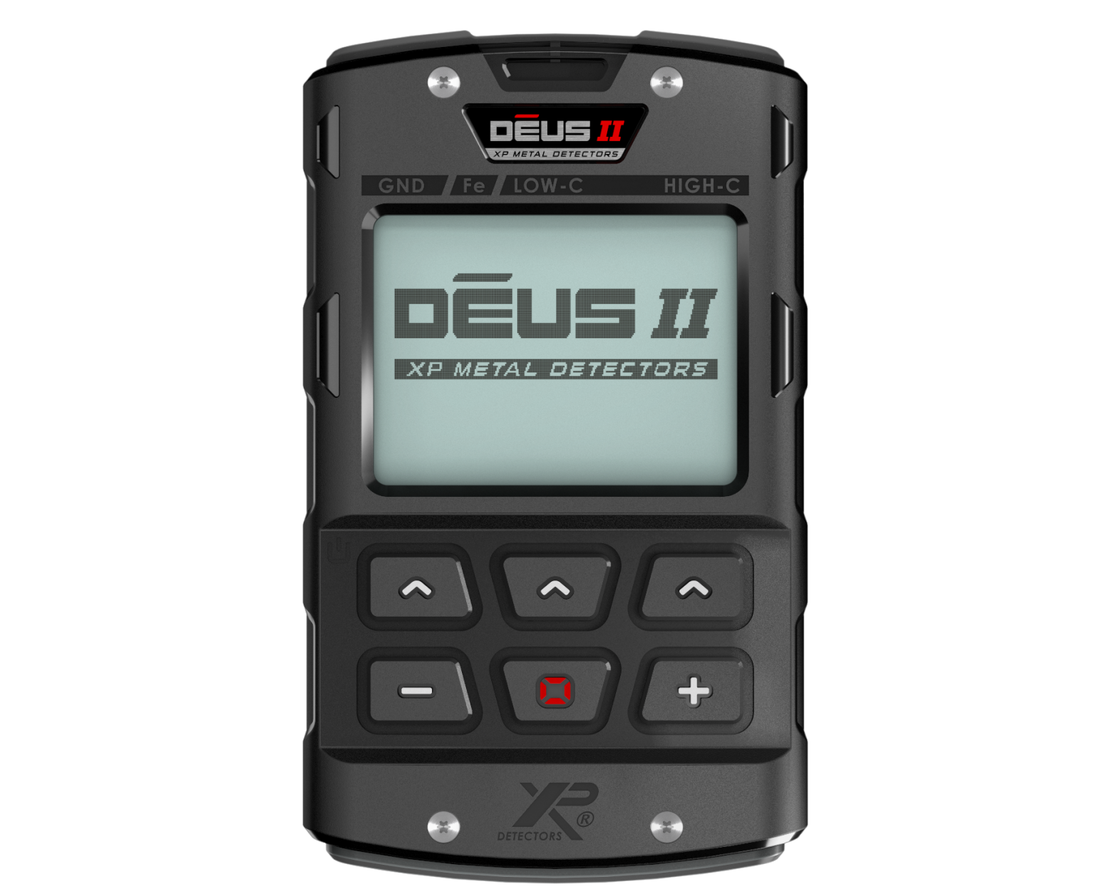 XP Deus II RC remote control with display and keypad, front view