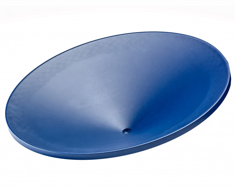 XP 50 cm (20 in) blue composite batea showing the conical shape, the honeycomb texture and the deep collection cup at the center